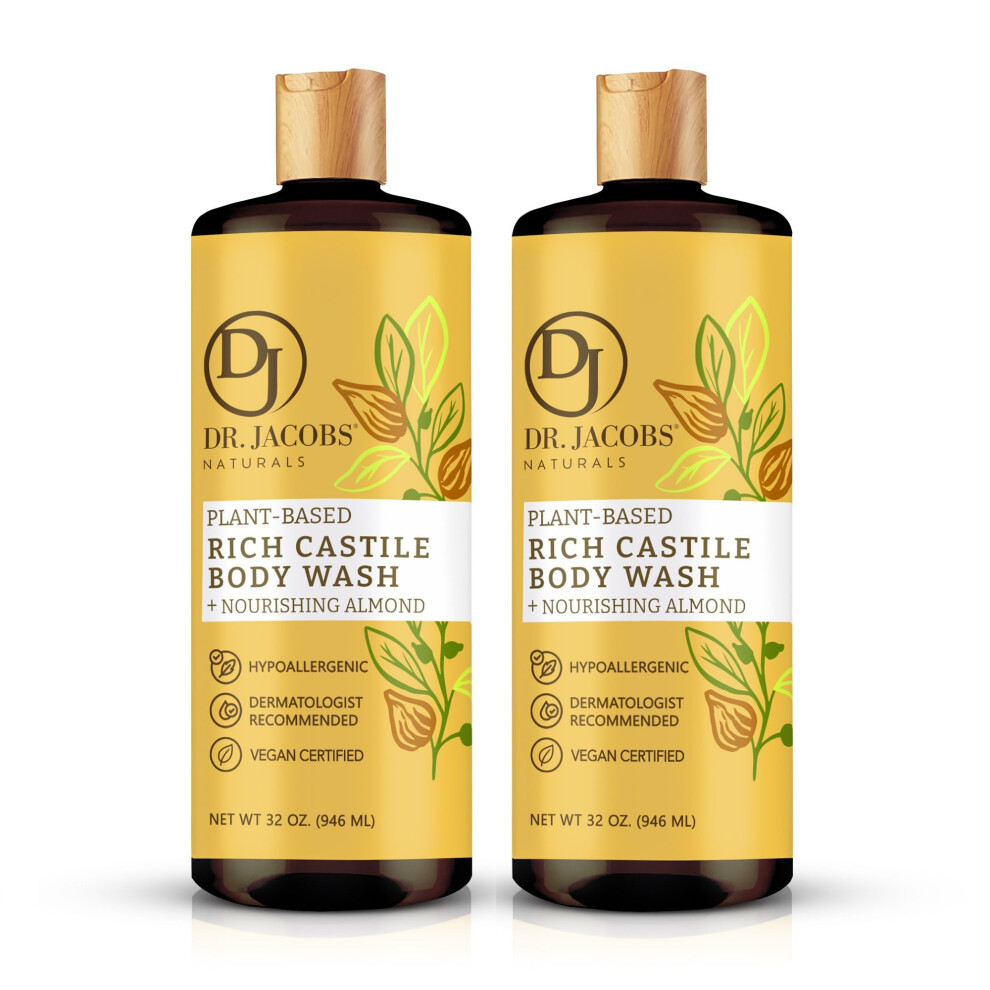 Dr.jacobs Naturals Dr. Jacobs Naturals Castile Almond All-Natural Body Wash For Moisturizing Dry And Sensitive Skin Shampoo With Plant-Based Ingredients Gluten, Preserva