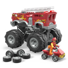 MEGA Hot Wheels Monster Trucks Set di Costruzione, HW 5-Allarme Camion dei Pompieri con 284 Pezzi, Rosso, 5+ Anni