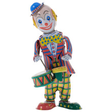 STOBOK Wind Up Tinplate Drumming Clown Toy - Retro Nostalgia Collectible Circus Tin Toys for Hallloween Decoration, Adults Collection, Home Office Dec