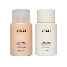 OUAI Dikke Haar Shampoo & Conditioner Set, Reisformaat - Voedende Shampoo & Conditioner - Met Keratine, Marshmallowwortel, Shea Butter & Avocado-olie
