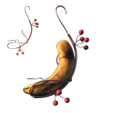 ButterflyBananaHammock, banana holder for birds, butterfly feeding station for outdoor use