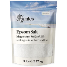 Sky Organics - Sales de Baño de Epsom, 5 lbs - Sulfato de Magnesio USP - 100% Puro, Grano Medio - Sin Fragancia - Bolsa Reutilizable