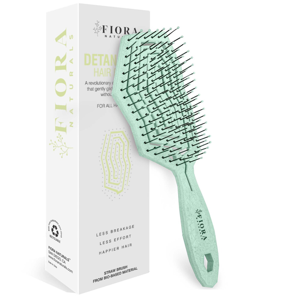 Fiora Naturals Hair Detangling Brush -100% Bio-Friendly Hair Detangler Brush W/Ultra-Soft Bristles- Glide Through Tangles With Ease - For Curly Fine