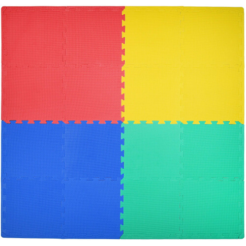 KC Cubs Morbido e Sicuro Puzzle Mat EVA Interlocking Multicolor per Bambini, 16 Piastrelle, 4 Colori 1
