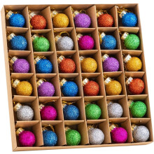 Joiedomi 36 Pcs Christmas Mini Glitter Glass Balls Ornaments 1 Inch Multicolor Xmas Hanging Ball for Christmas Tree Decoration and Holiday Ornaments
