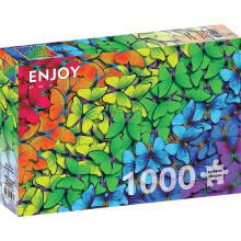 ENJOY Puzzle Tbbsznu pillangk szivrvny szntmenet - 1000 darabos kiraks jtk felnotteknek - matt fellet, puha tapints, knnyen sszeszerelh