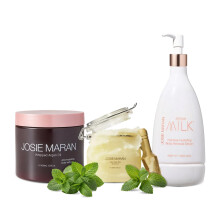 Josie Maran Lets Do the Peppermint Twist Body Skin Care Set - Argan Oil Body Butter, Sugar Scrub & Argan Milk