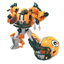 TRANSFORMERS NFL Green Bay Packers Tundra Prime 5.5-Inch Action Figure Changes from Robot to Helmet Football Toys for Ages 8+