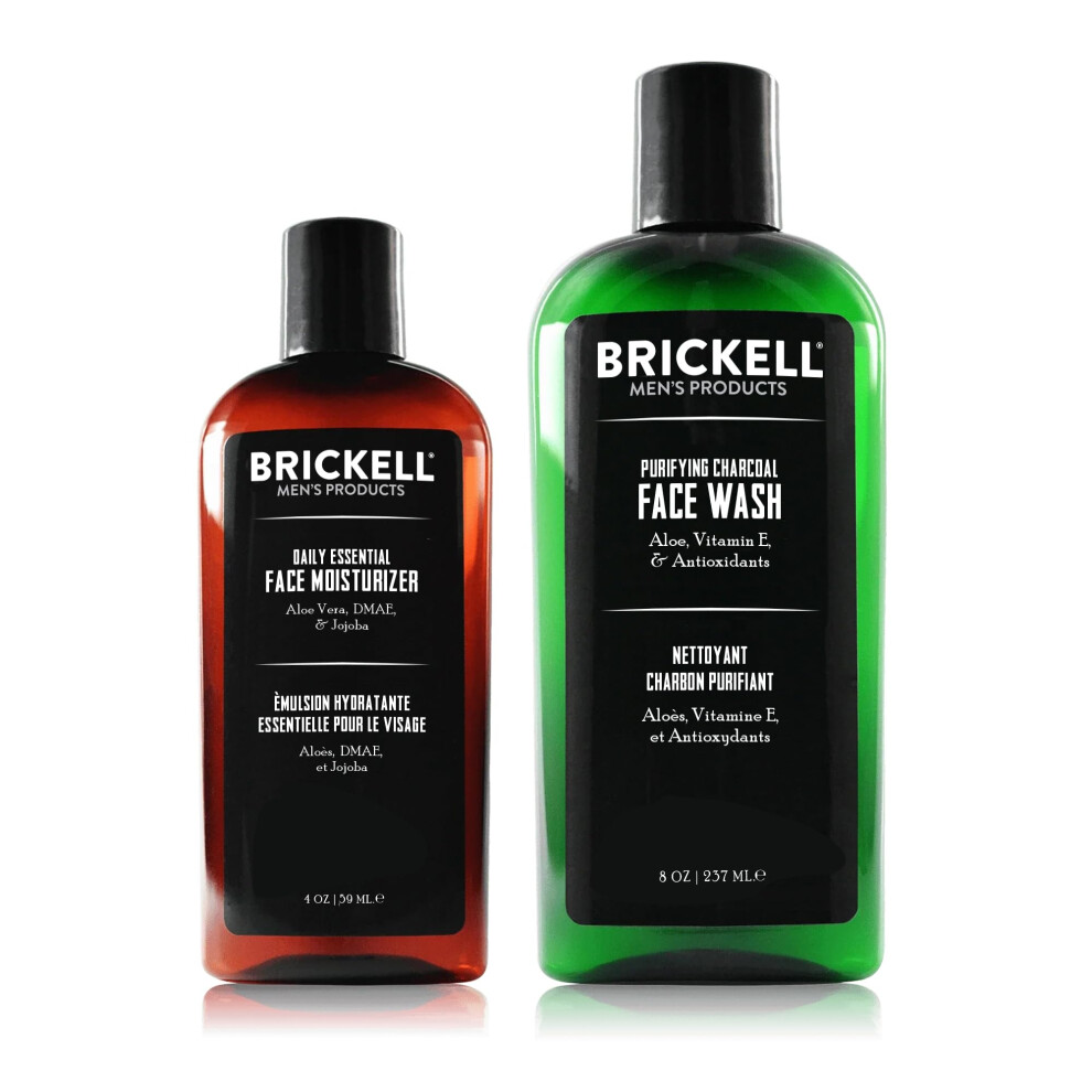 Brickell Men's Produ Brickell Men's Daily Essential Face Care Routine Ii Purifying Charcoal Face Wash And Daily Essential Face Moisturizer Natural And Organic Men's Ski