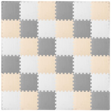 ProSource Schuim Puzzel Vloermat voor Kinderen en Baby's, 36 of 16 Tegels met Randen, Wit/Grijs/Beige