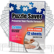 Fogli per Salvataggio Puzzle - 12 Extra Forti 10.2 x 7.1 Adesivi + 4 Appendini - Conserva Due Puzzle da 1000 Pezzi