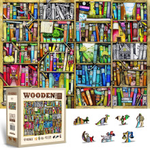 WOODEN.CITY Fa puzzle - Knyvespolcok | 1000 darab 100 egyedi knyv tmj formval | Eurpai kzmuvessg | 20,4 x 14,8 hvelyk | Tkletes a felnott