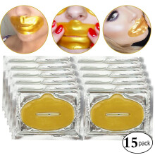 KlsyChry 24K Gold Bio Collagen Crystal Lip Mask Gel Pad per rimuovere le linee Idratante Antirughe Antietΰ Nutriente e idratante Lip Plump