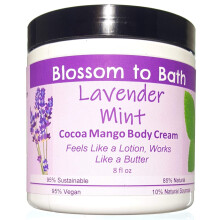 Crème pour le corps au lavande menthe cacao mangue (8 oz) - Parfum d'huiles essentielles pures