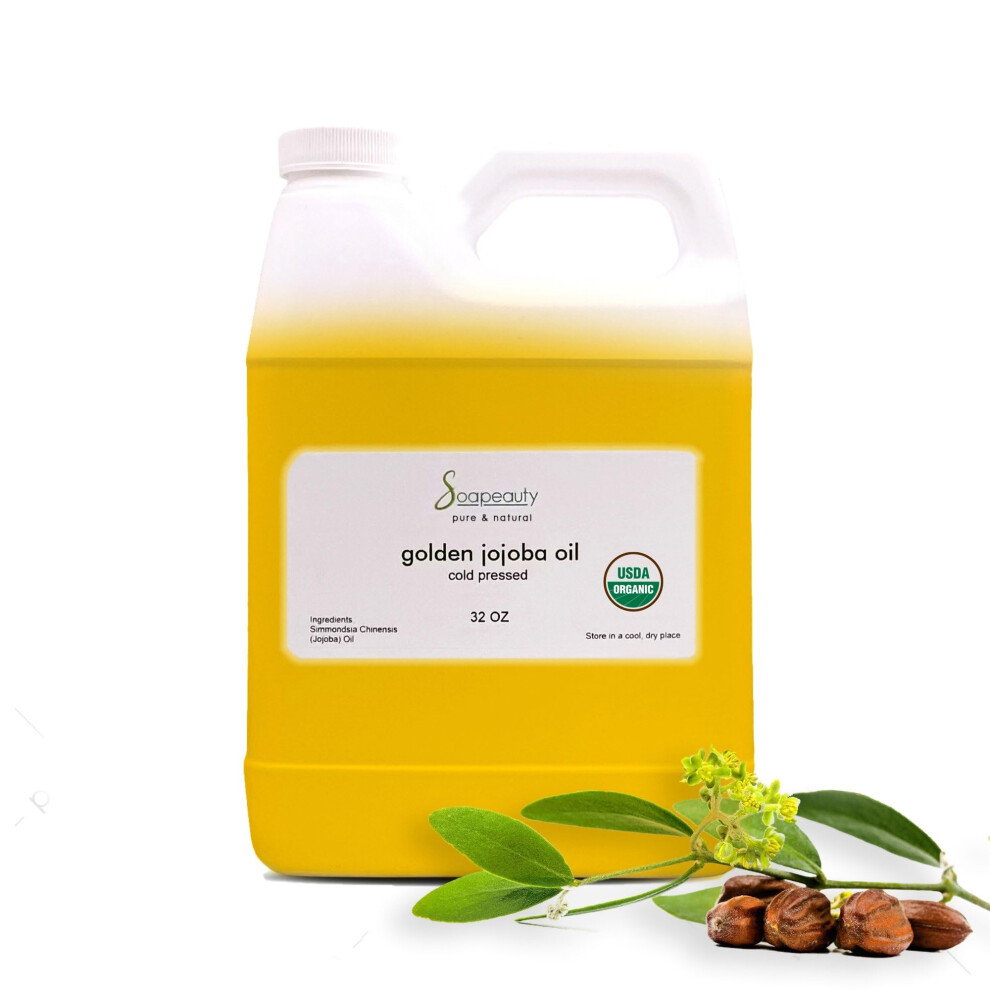 Soapeauty Golden Jojoba Oil Usda Certified Organic | 100% Pure & Natural | Unrefined Cold Pressed Hexane Free | Moisturizer For Skin Face Body Ha