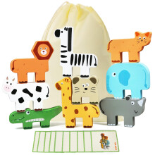 JugueteLand Houten Dier Stapel Puzzel Speelgoed, Educatief Balancerend Speelgoed voor Kinderen