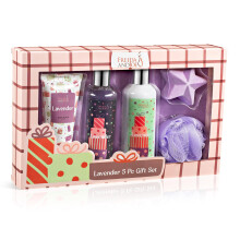 Freida & Joe Geurbad- en lichaamscollectie Geschenkdoos Inclusief douchegel Bodylotion Body Scrub Badbom en spons (Lavendel 2.0)