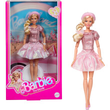 Barbie Film Puppe, Margot Robbie in Pink Bluse & Tutu-Rock, mit gestyltem Haar & passendem Schmuck