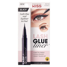 KISS Black Lash GLUEliner, 2-in-1 Felt-Tip Eyelash Adhesive and Eyeliner, Matte Finish, Foolproof Application, Easy Touch-Up, 0.02 Oz.
