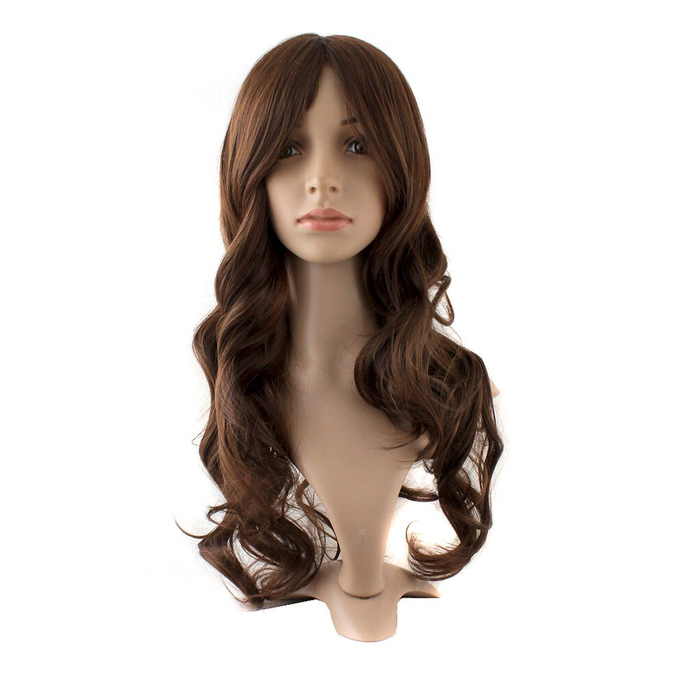 Mapofbeauty Unisex Brown Charming Synthetic Fiber Long Wavy Hair Wig Women's Party Full Wigs (Brown)