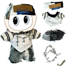 Conjunto de 5 Piezas Ropa para Muñeca de 17cm - Vestido de Estilo de Moda con Camiseta, Pantalones, Diadema, Collar, Broche