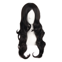 MapofBeauty 24 pouces/60 cm charmante fibre synthιtique longue perruque de cheveux ondulιs femmes fκte perruque complθte (noir)