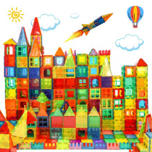 Little Vo Magnetische Bausteine 180 PCS mit 2 Autos - STEM Bauklötze für Kinder, sichere Magnatiles für 3+