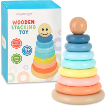 Play Platoon Houten Regenboog Stapelring, Educatief Interactief Speelgoed voor Kinderen