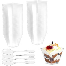 Dessertbecher – Kunststoff – 60 ml – 50 Stück – Wiederverwendbar – Transparent