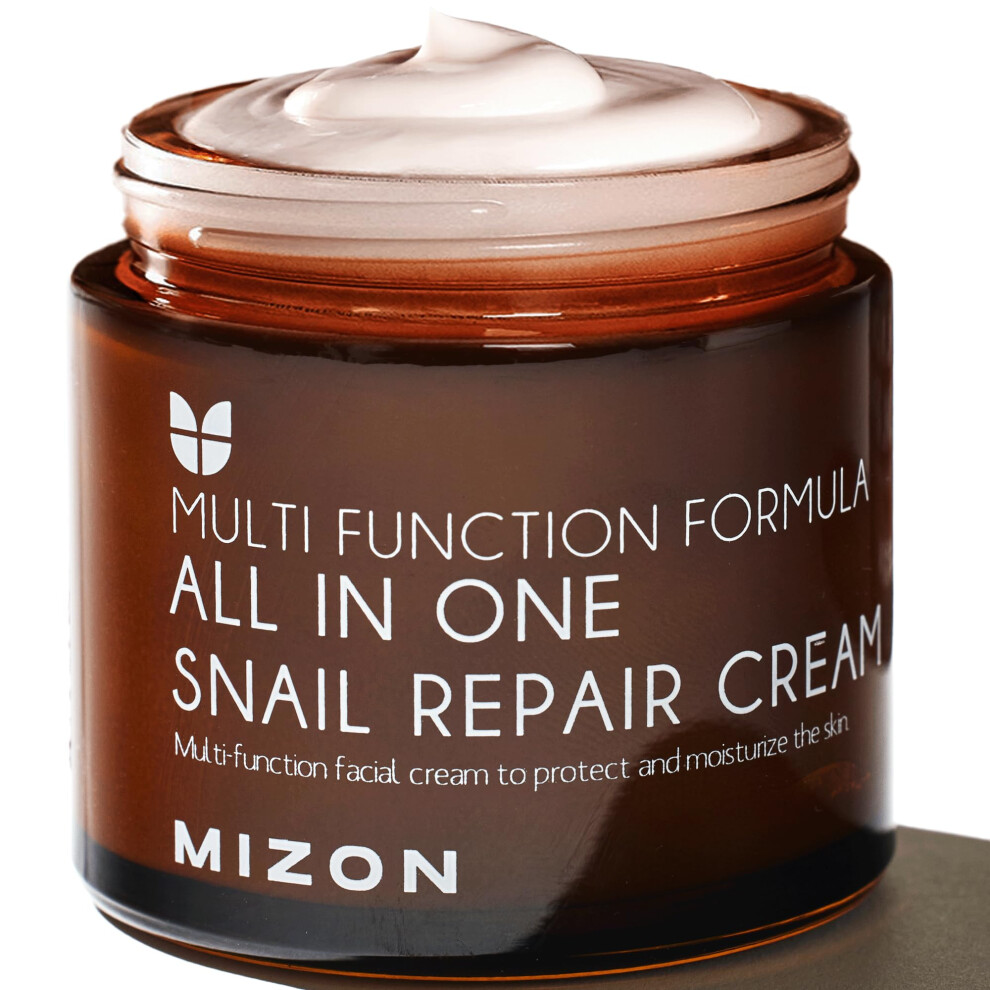 Mizon Cream All-In-One Snail Repair - Korean Face Moisturizer With Snail Mucin & 12 Natural Extracts - Hydrating & Nourishing For Fine Lines Wr