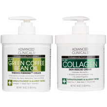 Geavanceerde Clinicals Ongeparfumeerde Collageen Lichaamscrème & Gezichtsvochtinbrenger + Groene Koffieboonolie Thermo - Verstevigende Lichaamscrème