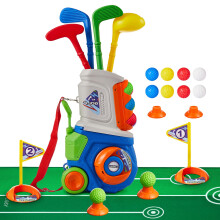 PJG Peutergolfset met Mat, Plastic Kinderclubs 3-5 met 4 Clubs en 10 Ballen, Binnen en Buiten Golf Speelgoed met Kar