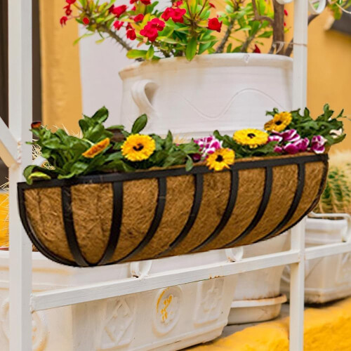Coco Liner Hanging Basket Liner 24 Inch Wall Mounted Trough for Window Box Replacement 2