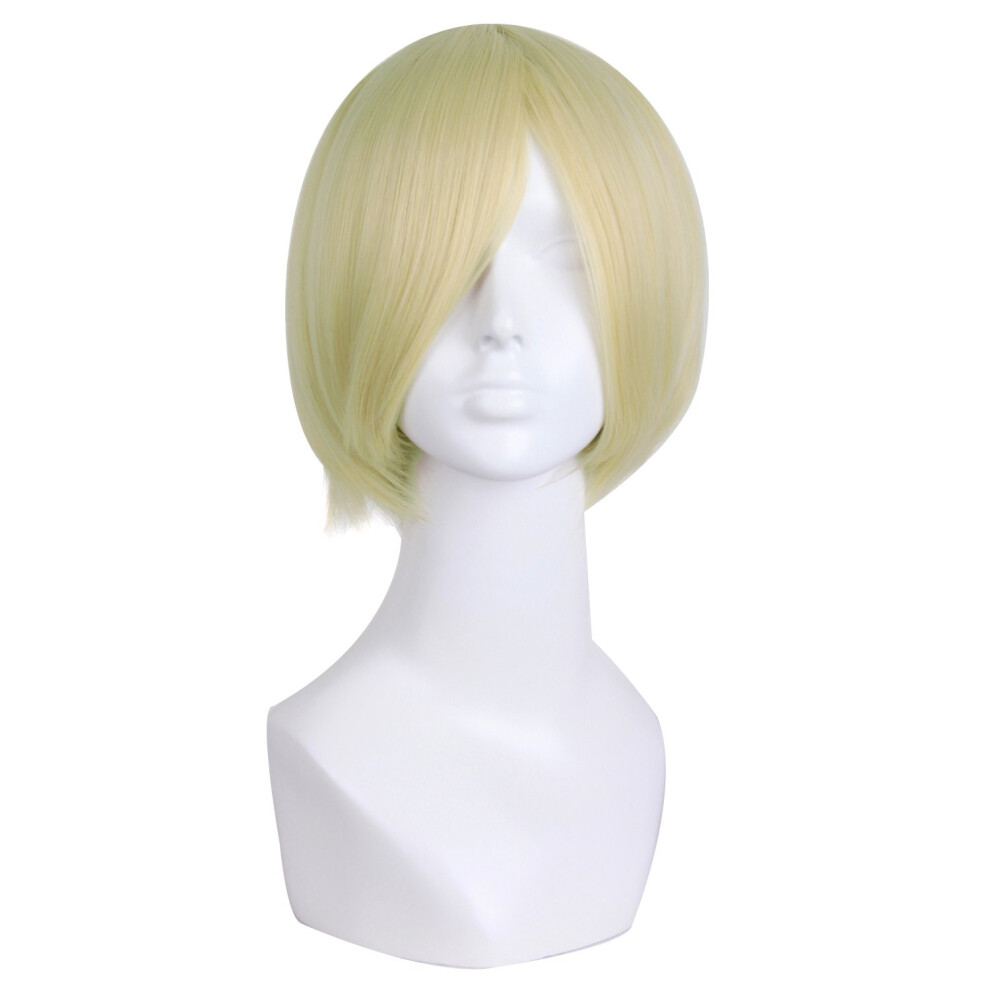 Mapofbeauty Unisex Light Short Straight Cosplay Costume Wig Party Wig ( Blonde)