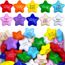 40PCS Pelotas de Espuma Coloridas en Forma de Estrella para Alivio del Estrés con Mensajes Motivacionales (10)