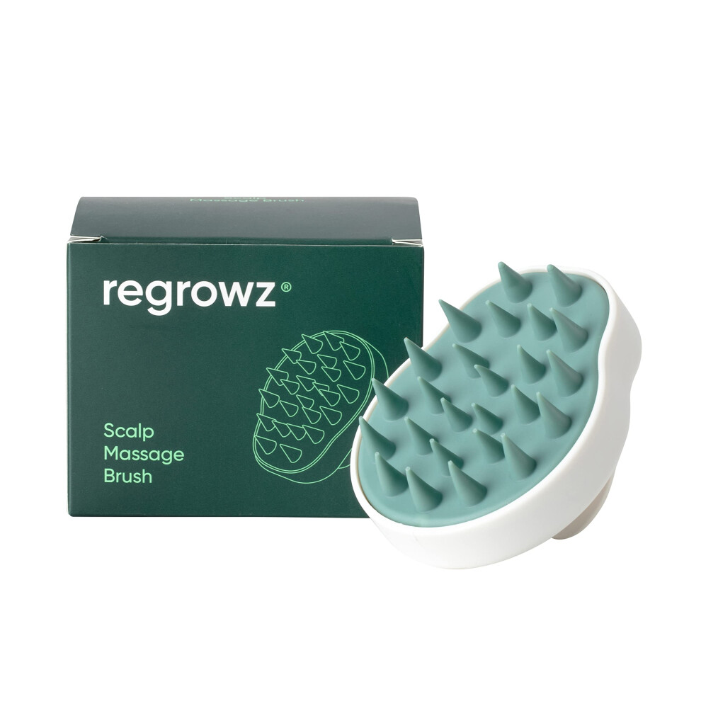 Regrowz Hair Scalp Massager Scrubber With Soft Silicone Bristles For Wet & Dry Hair - Exfoliating Scalp Comb For Dandruff Removal - Boost Hair Growth