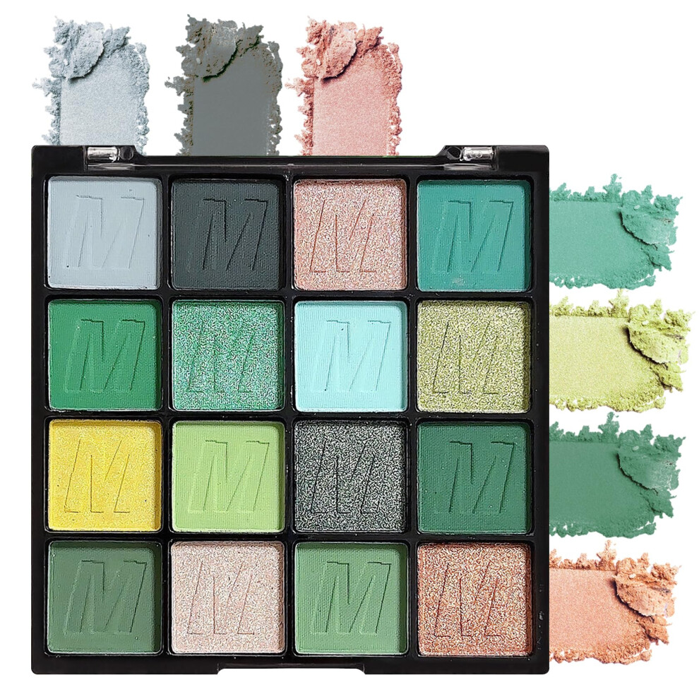 Pppanyidi Green Eyeshadow Palette 16 Colors Matte Glitter Blendable Eyeshadow Makeup Palette Waterproof Highly Pigmented Colorful Long Lasting Shimmer