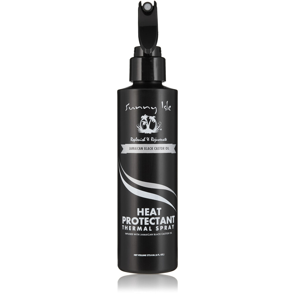 Sunny Isle Black Heat Protectant Thermal Spray, Jamaican Castor Oil 177Ml