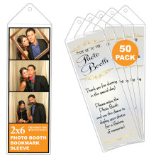 Photo Booth Nook | 2x6 Průhledné Obaly na Záložky (50 Ks) | Obaly na Fotostrips s Stříbrnými Vložkami