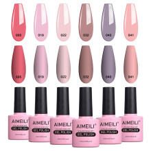 AIMEILI Soak Off Gel Nagellack Geschenk zum Muttertag, Pastell Pink Nude Farbset 6x10ml - Set 22