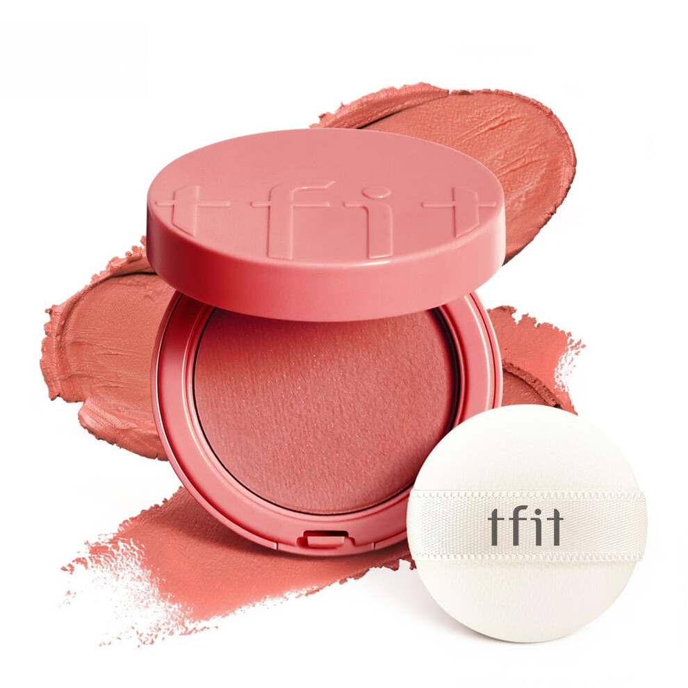Tfit Cream Fluffy Velvet Cushion Blush For Korean Dewy Glow | Buildable Blendable Texture | Mini Blush For Cheeks | Tar Pigment-Free (N02 Fig Nude 0