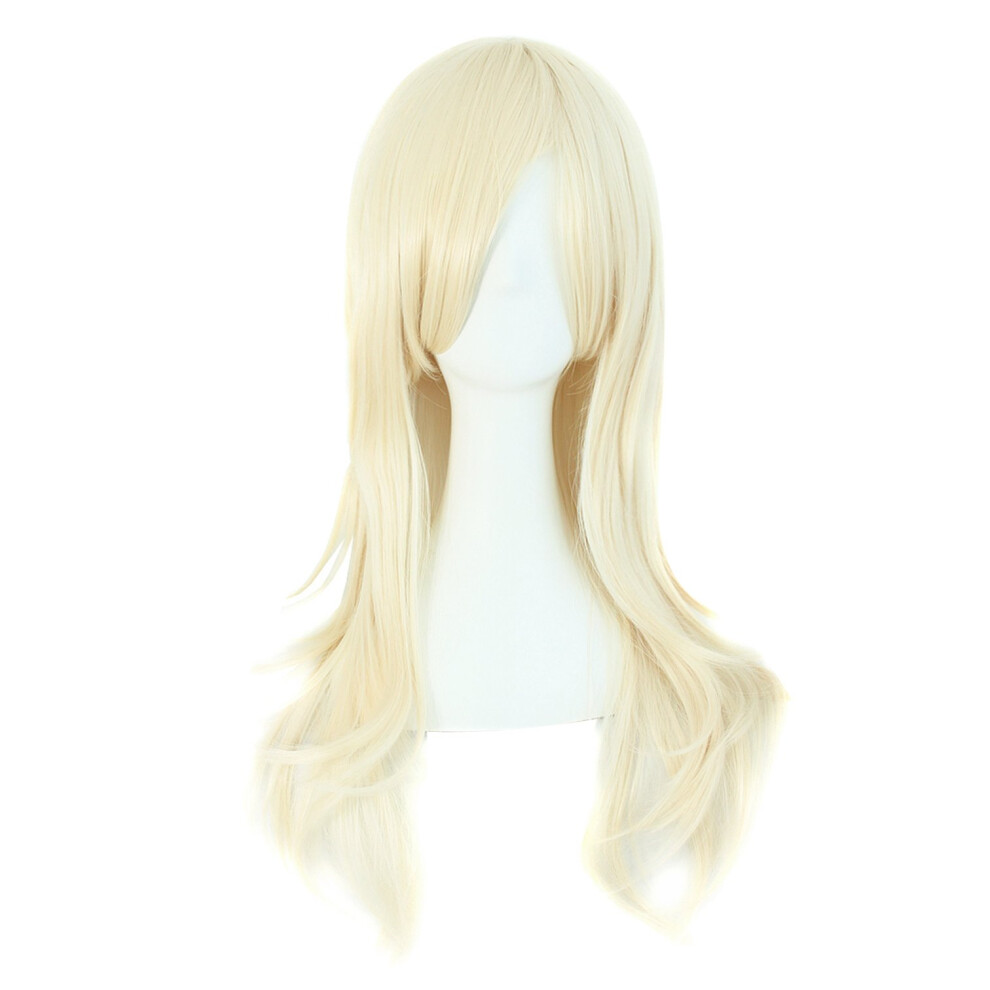 Mapofbeauty Unisex Light 28" 70Cm Long Curly Hair Ends Costume Cosplay Wig ( Blonde)