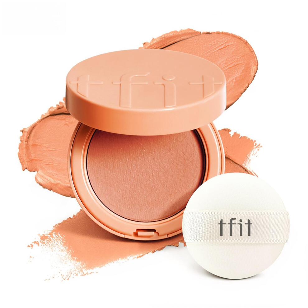 Tfit Cream Fluffy Velvet Cushion Blush For Korean Dewy Glow | Buildable Blendable Texture | Mini Blush For Cheeks | Tar Pigment Free (N01 Cozy Nude