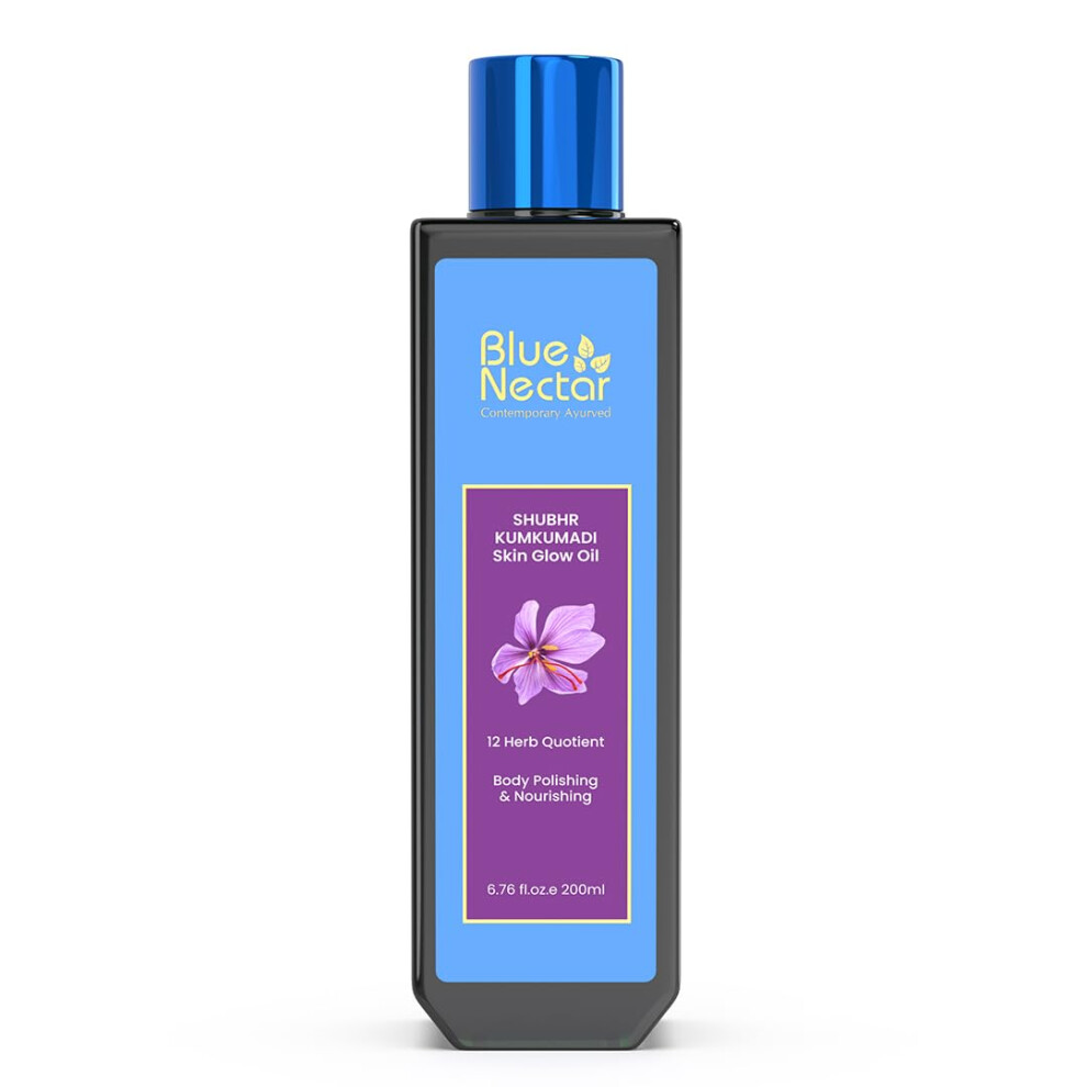 Blue Nectar Ayurveda Kumkumadi Oil For Skin Glow With Almond Oil For Skin Moisturizer | Natural Ayurvedic Face Oil & Body Oil For Dry Skin For Skin Glow (12 Herbs