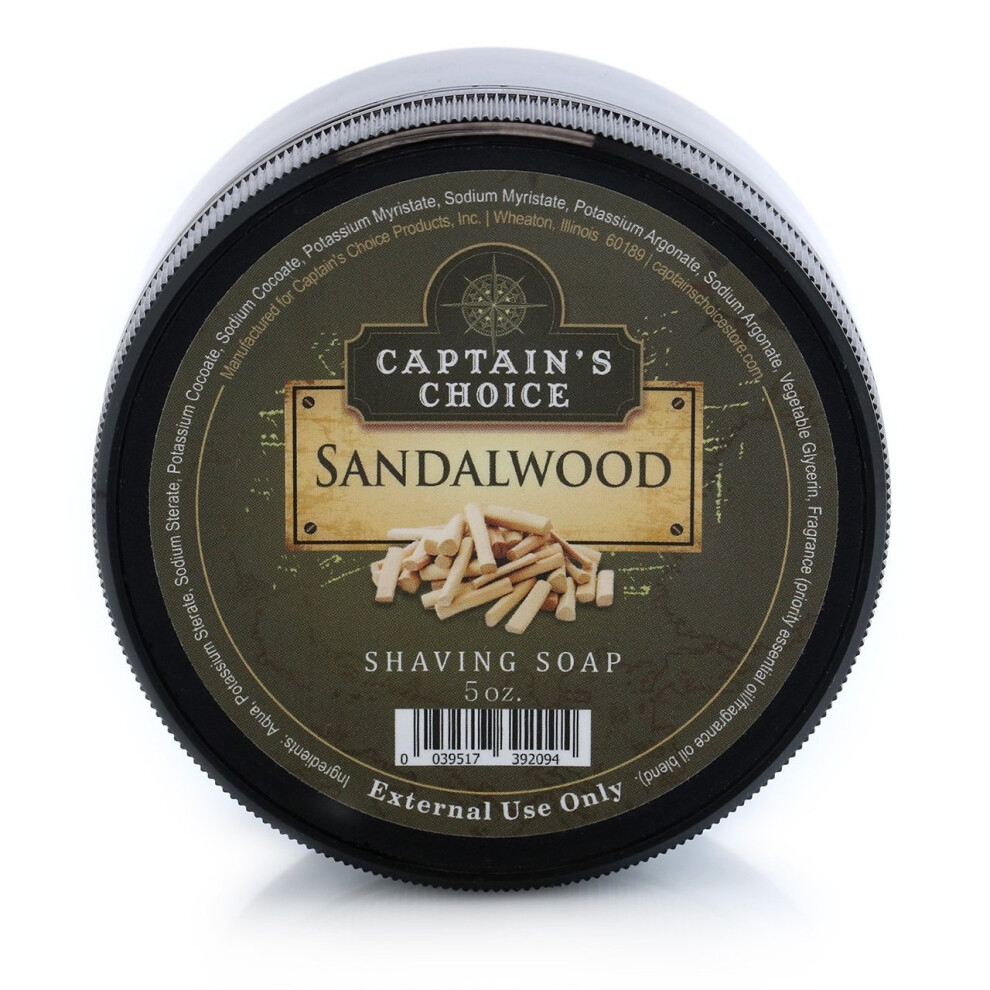 Captain's Choice 878945 Shaving Soap, Sandalwood