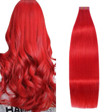 Red Tape in Hair Extensions Human Hair100% Remy Human Hair Extensions Silky Straight for Women 20 Pcs/Package 22 Inch 60G
