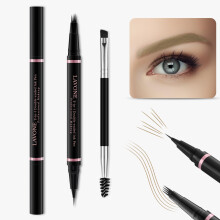 Lápiz de Cejas, Lápiz de Cejas Impermeable 2 en 1 con Punta de 4, Cepillo de Doble Cara, Maquillaje de Cejas