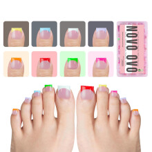 NOVO OVO Franse Tip Teennagels 8 GEMENGDE ZOMERKLEUREN, Sharp Square Gel Nepteennagels