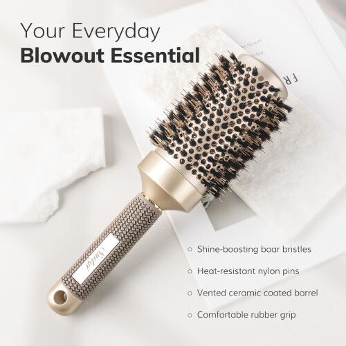 Sndyi Μεγάλη Στρογγυλή Βούρτσα για Blow Out, 2.1 Inch Νανο Θερμική Κεραμική Βούρτσα Μαλλιών 1