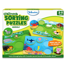 Skillmatics Houten Sorteringspuzzels - 3-in-1 Leer Speelgoed, Dierenpuzzels voor Peuters & Kleuters, Educatief Speelgoed